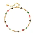 Chic gold-plated anklet featuring mixed-color glass gemstones for summer beach vacations - Colorful