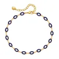 Gouden enkelbandje met blauwe emaille ovalen schakels en een karabijnsluiting - Blauw (KA0189-3)