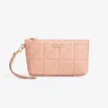 Mini bolso acolchado rosa para mujer con costura triangular y detalles metálicos dorados - Rosa