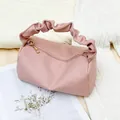Litchi pattern pink crossbody pillow bag with trendy scrunchie handle design - Pink