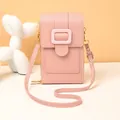 Sacoche verticale rose pour téléphone avec boucle rectangulaire et fermetures éclair dorées - Rose