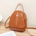 Sac à dos et sac à main convertible en cuir PU marron pour femme avec fermeture éclair - Marron