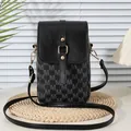 Mini black crossbody phone bag with repeat M letter print and gold hardware buckle - 21*9*13 / Black