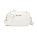 White wave quilted crossbody camera bag with gold logo and adjustable wide strap - Wave Style / White