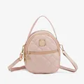 Pink quilted mini backpack for women featuring golden hardware and versatile straps - Pink