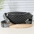 Bolso de pecho vintage negro con estampado de letras y correa tejida de estilo casual - Negro