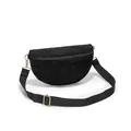 Black corduroy crescent crossbody bag with adjustable nylon strap and gold metal hardware - Black