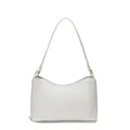 Bolso de hombro minimalista de pana blanca con forma de luna y textura vertical - Blanco