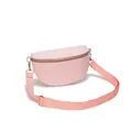 Chic pink corduroy crossbody chest bag with adjustable strap and golden metal buckle - Pink