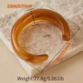 Brown amber resin open cuff bracelet with 2.0cm width in vintage minimalist design - Brown Marble Style (AB0027-3)