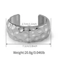 Zilverkleurige bohemien brede manchetarmband met onregelmatige gehamerde textuur - Zilver Gehamerd Patroon Stijl (AB0018-2)