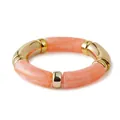 Bohemian orange marble acrylic tube stretch bracelet with metallic gold spacers - Marble Texture Style (AB0009-6) / Light Orange