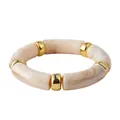 Bohemian elastic acrylic bracelet with light marble resin beads and gold metal spacers - Random Resin Marbling Texture (Mindful Purchase) / Light Marble
