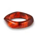 Bohemian acrylic bangle with tortoiseshell pattern in deep amber and brown tones - Red Brown Wave Square Style (AB0004-3)