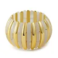 Close-up of bohemian acrylic marble resin and golden metal stretch bracelet details - Ivory White (AB0036-1)