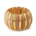 Detail of bohemian stretch bracelet with marbled resin and golden metal bars - Pink (AB0036-2)