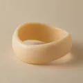 Exaggerated minimalist cream acrylic wide bangle with smooth organic polished finish - Beige Oversized Modern Style (AB0041-5)