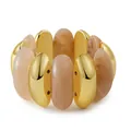 Detail of bohemian gold-plated metal and marbled resin bead stretch bracelet design - Beige Marbled (AB0037-5)