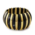 Macro detail of elastic resin bracelet with black marble texture and gold metallic accents - Black (AB0036-7)
