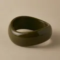 Bohemian wide open resin bangle in deep green finish with wavy irregular design - Dark Green Irregular Wave Style (AB0041-7)