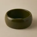 Bohemian deep green acrylic half-round open bangle with a glossy mirrored finish - Army Green Mirror Gloss Style (AB0042-8)