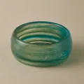 Bohemian acrylic bangle with marble texture in teal and brown swirling design - Lake Green Brown Marble Style (AB0042-7)