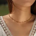 Boheemse gouden kralenketting met amber doorschijnende edelstenen voor dames - Barnsteen Ovaal Kraal (KN0583-1)