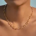 Gouden sterrenketting met rechthoekige heldere kristallen en dopamine-esthetiek - Heldere Baguette Goud (KN0577-1)