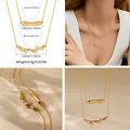 Double-layered 18K gold plated necklace set with wavy pendants and zircon details - Irregular Fluid Double Layer Style (KN0404) / 18K Gold
