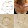 Double-layered 18K gold plated necklace with delicate beads and wavy links 46cm length - White Artificial Pearl Long Link Double Layer Style (KN0429-1) / 18K Gold