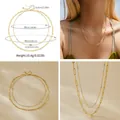 Double-layered 18K gold plated necklace with blue beads and wavy chain dimensions - Blue Artificial Pearl Long Link Double Layer Style (KN0429-2) / 18K Gold
