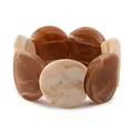 Gros plan d'un bracelet large en acrylique écaillé avec des segments marbrés - Texture Crème Café Brun Foncé (AB0048-9)