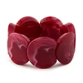 Bracelet en acrylique bordeaux avec maillons épais en résine marbrée et élastique - Marbre Rouge Blanc Mélangé (AB0048-10)