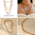 Double-layered 18K gold plated box chain necklace with rectangle clasp and 95cm length - Minimalist Long Box Chain Style (KN0481) / 18K Gold