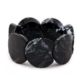 Détail d'un bracelet en résine acrylique marbre noir avec des pièces rondes lisses - Motif Encre Marbré Noir Blanc (AB0048-12)