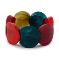 Détail d'un bracelet en acrylique coloré avec texture marbrée et anneaux en résine - Motif Marbré Mixte Multicolore (AB0048-13)