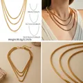 Three-layer layered gold box chain necklace in 18K gold plated minimalist style - Minimalist Triple Box Chain Style (KN0527) / 18K Gold