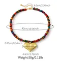 Collier bohème avec perles de pierre colorées et grand pendentif en forme de cœur doré - Collier à Grand Pendentif Cœur Coloré