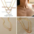 Double-layered 18K gold plated V-shaped necklace with cubic zirconia pendants for women - Double V Pavé Zirconia Double Layer Style (KN0544) / 18K Gold