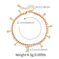 Cavigliera a doppio strato placcata oro 18K con perline rosse e ciondoli in cristallo - Perline Rosse Zirconia (KA0316-2)