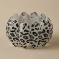 Bracciale elastico in acrilico con maglie traslucide a fantasia leopardata - Stile Oliva Leopardato Bianco e Nero (AB0062-1)