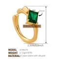 18K gold plated starfish ring featuring a rectangular green zircon in bohemian style - One Size / Green Square Style (KR0279-2)