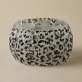 Chunky C-shaped resin bangle featuring translucent leopard print animal patterns - Black and White Leopard Style (AB0060-1)