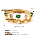 Adjustable 18K gold-plated crown ring featuring green and white zircon stones - One Size / Green Zirconia Crown Style (KR0280-1)