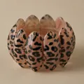 Bracciale elastico in resina maculato con macchie rosa e nere in stile vintage - Stile Oliva Leopardato Rosa (AB0062-2)