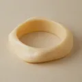 Cream acrylic wide bangle bracelet with minimalist wave design and smooth polished finish - Cream Wave Style (AB0054-2)