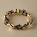 Bracelet perlé style léopard avec perles dorées et éléments en résine translucide - Métal Doré Avec Style Résine Marron Foncé (AB0065-4)