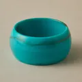 Wide turquoise acrylic bangle with brown marble texture in a bohemian style - Turquoise Blue Marble Chunky Style (AB0053-2)