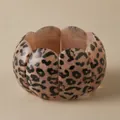 Bracciale elastico in acrilico rosa con stampa leopardata e maglie ovali - Stile Blocco Ovale Leopardato Rosa (AB0061-2)
