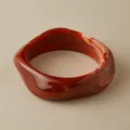 Exaggerated reddish-brown acrylic cuff bracelet with white marble pattern design - Red Brown Marble (AB0054-5)